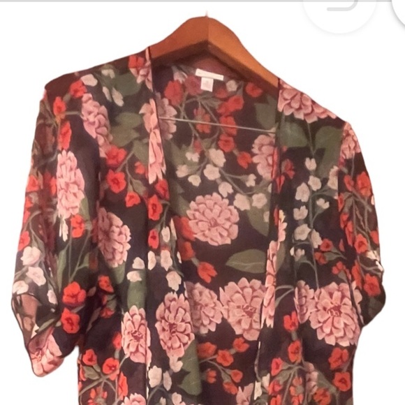 LULAROE Joy Open Front Sleeveless Duster Sz Small Cardigan Floral Print - Picture 5 of 6